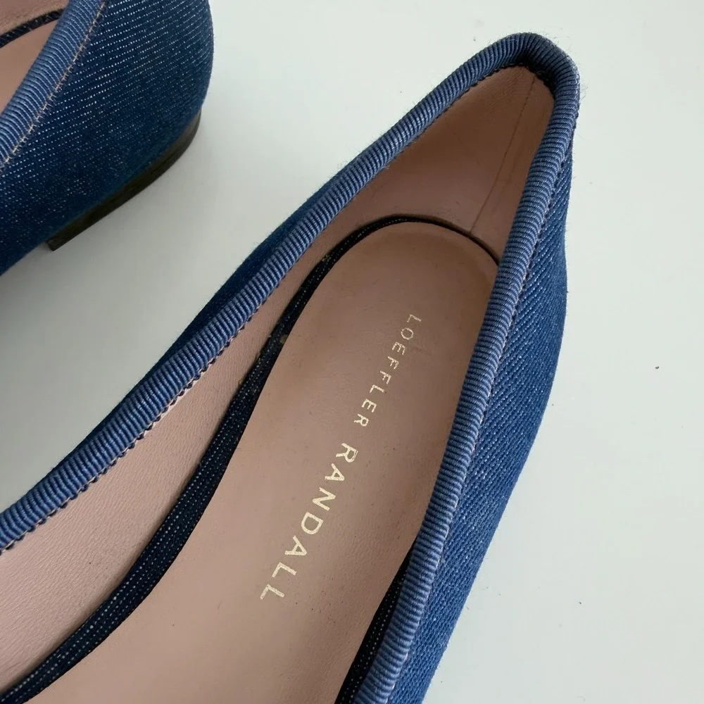 Loeffler Randall Ballet Flat Womens 7.5 B Blue Denim Georgie Minimalist Luxury